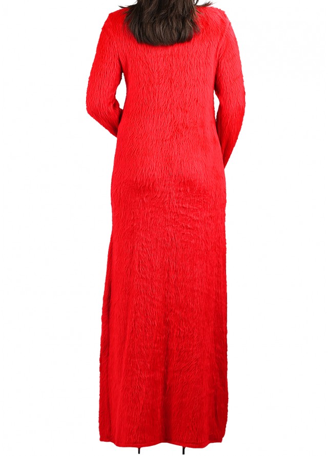 فستان صوف شتوي بلون احمر