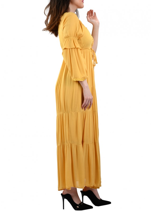 فستان ستايل ريفي بلون اصفر