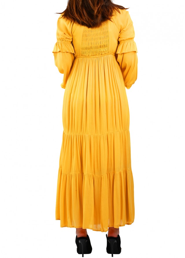 فستان ستايل ريفي بلون اصفر